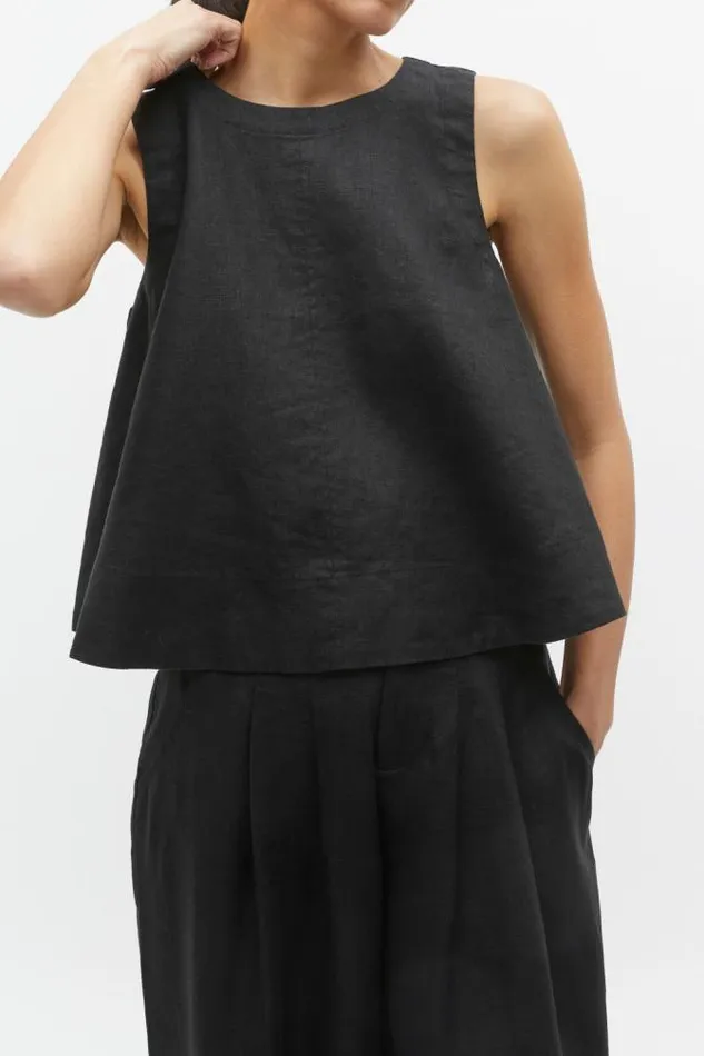 Women TShirts and Tops Seed Heritage Core Linen Shell Top Black