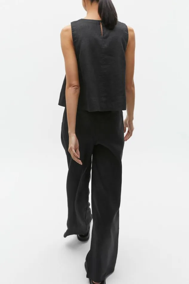 Women TShirts and Tops Seed Heritage Core Linen Shell Top Black