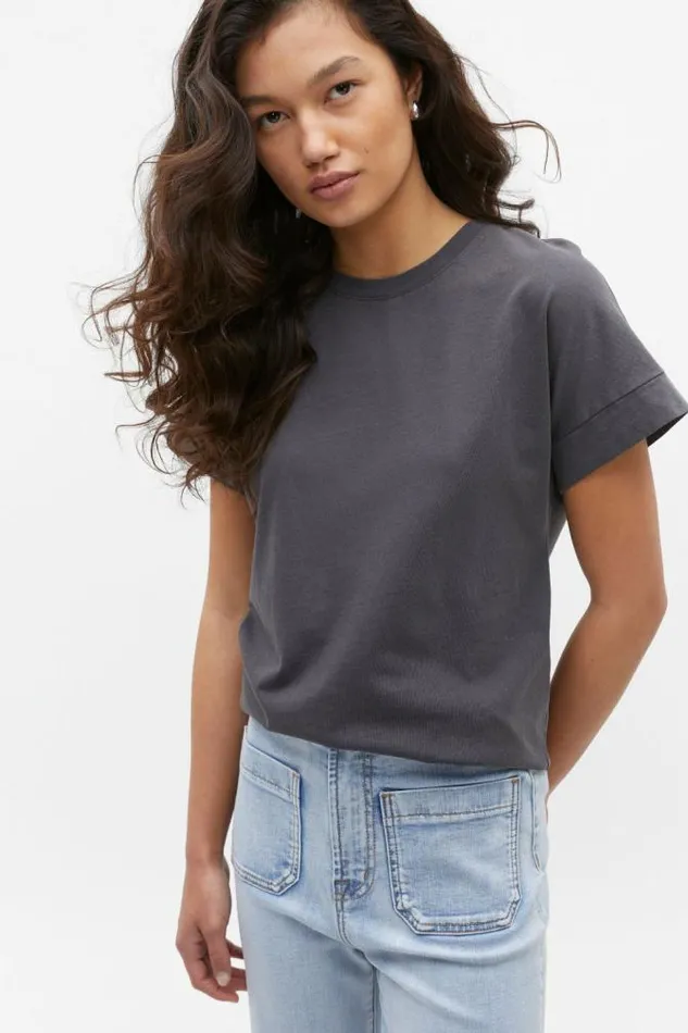 Women TShirts and Tops Seed Heritage Core Longline Tee Charcoal Wash