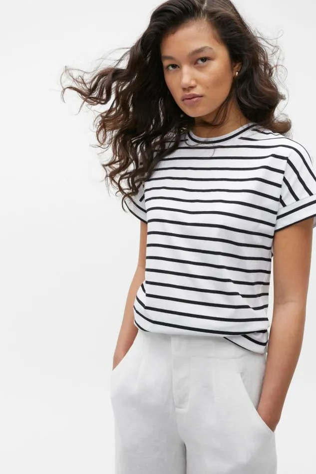 Women TShirts and Tops Seed Heritage Core Longline Tee Mono Stripe
