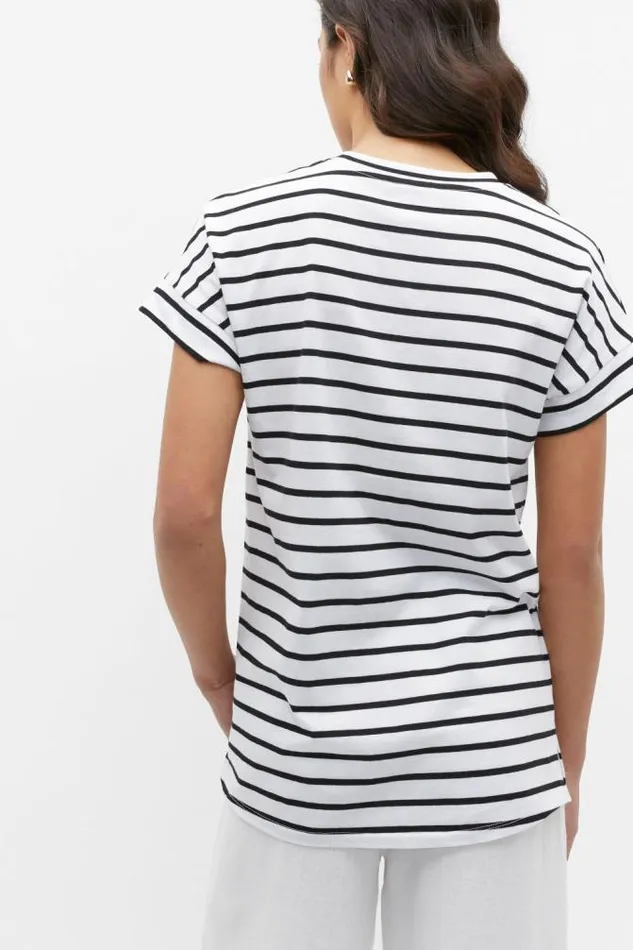 Women TShirts and Tops Seed Heritage Core Longline Tee Mono Stripe