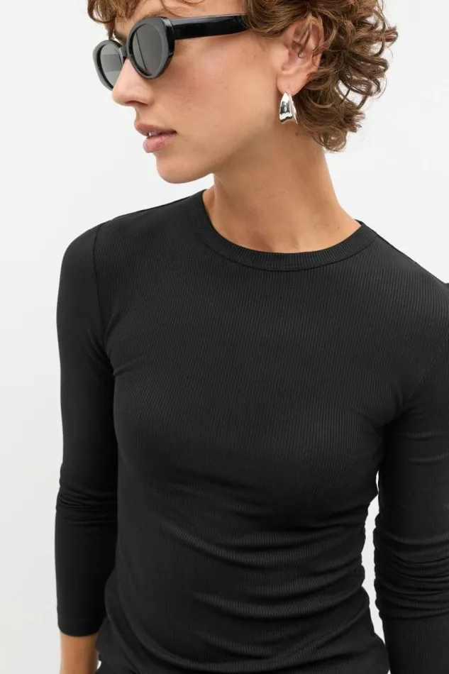 Women TShirts and Tops Seed Heritage Core Rib Crew Neck Top Black
