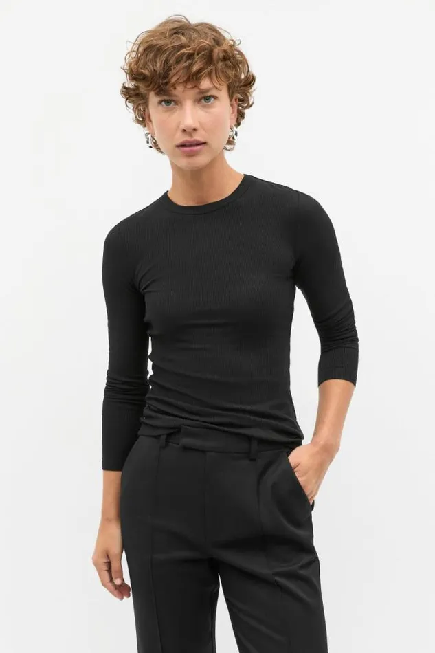 Women TShirts and Tops Seed Heritage Core Rib Crew Neck Top Black