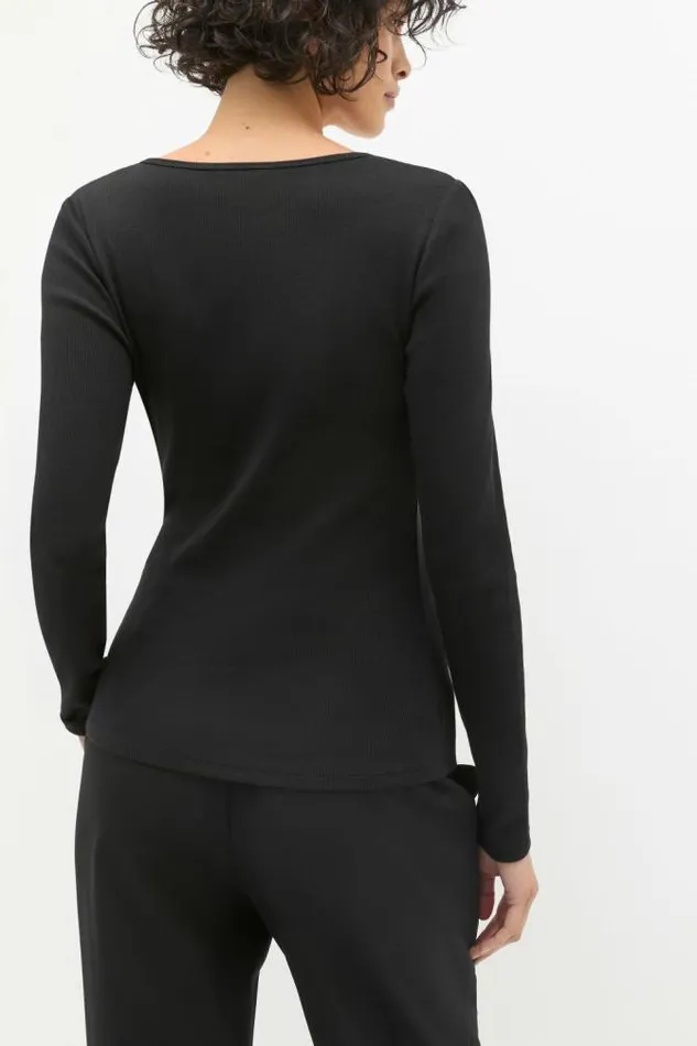 Women TShirts and Tops Seed Heritage Lace Detail Long Sleeve Top Black
