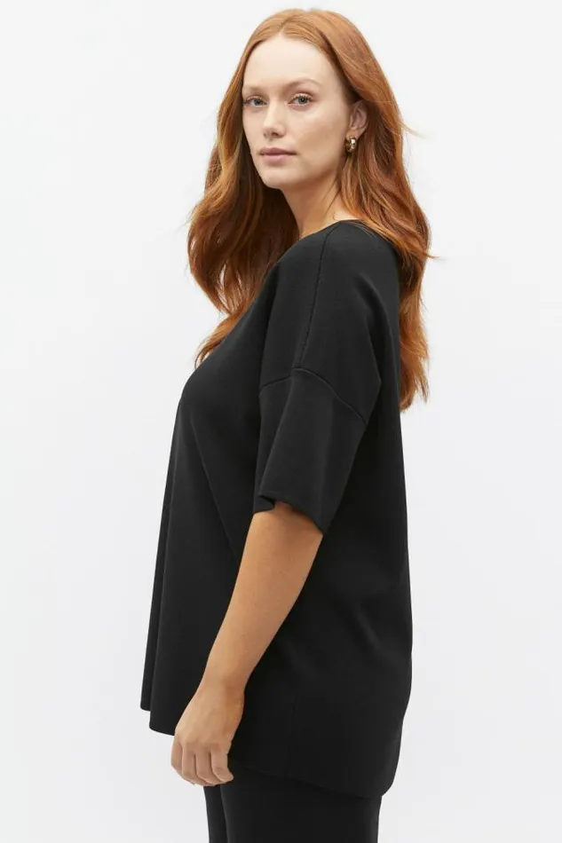Women TShirts and Tops Seed Heritage Oversized Crepe Knit Tee Black