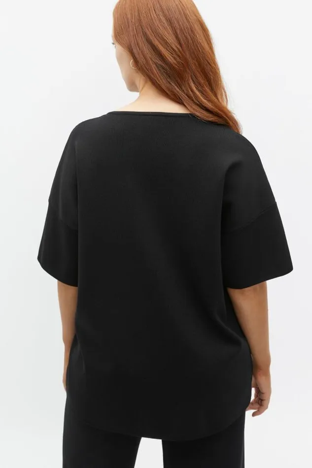 Women TShirts and Tops Seed Heritage Oversized Crepe Knit Tee Black