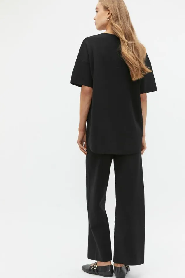 Women TShirts and Tops Seed Heritage Oversized Crepe Knit Tee Black