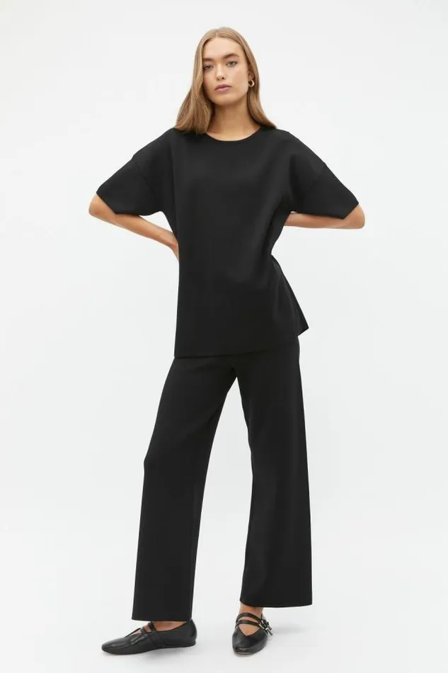 Women TShirts and Tops Seed Heritage Oversized Crepe Knit Tee Black
