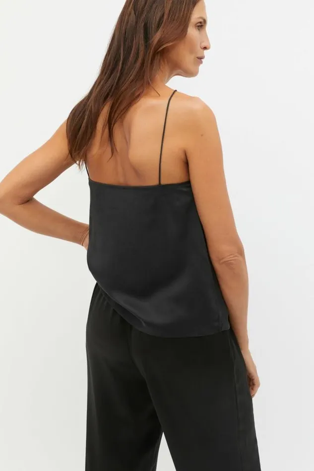 Women TShirts and Tops Seed Heritage Silk Lace Camisole Black