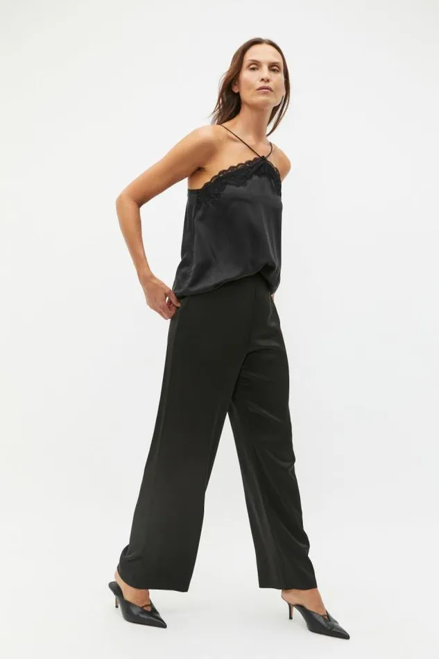 Women TShirts and Tops Seed Heritage Silk Lace Camisole Black