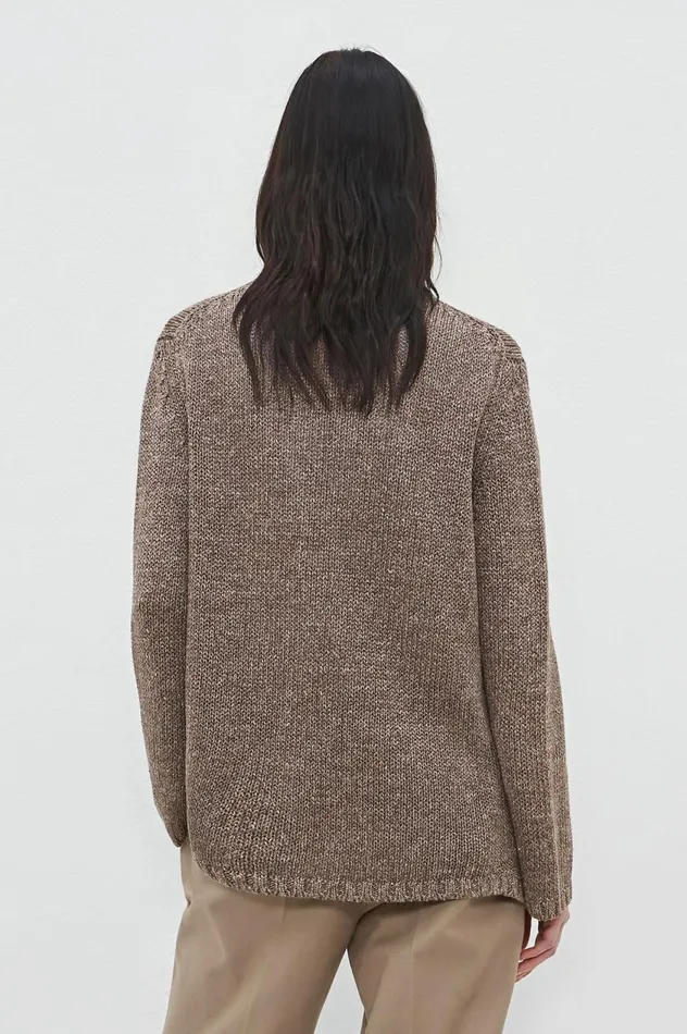 Women TELMA 8211 Linen Silk Cardigan 8211 Brown Massimo Alba Knitwear