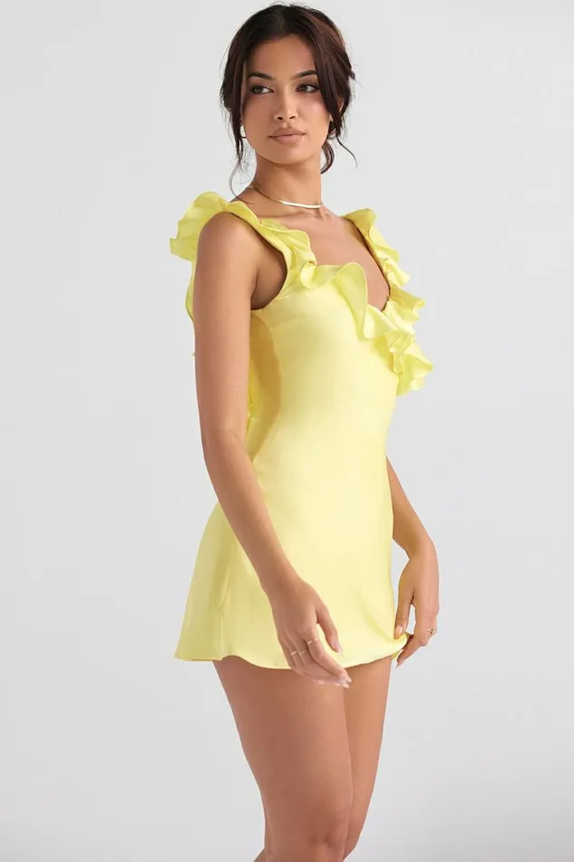 Women Tink Buttercup Satin Ruffle Mini Dress House Of CB Dresses Women Tink Buttercup Satin Ruffle Mini Dress House Of CB Dresses