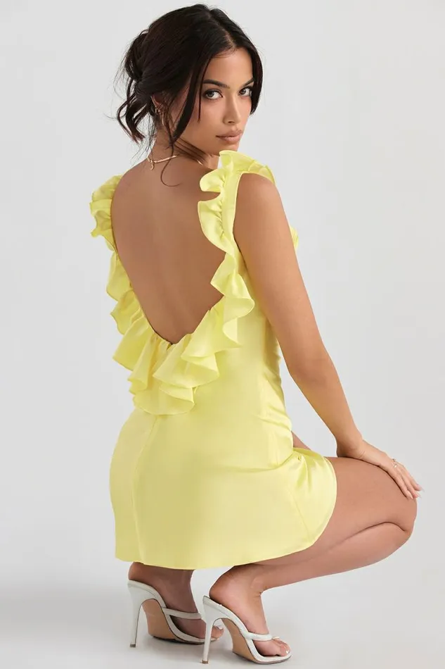 Women Tink Buttercup Satin Ruffle Mini Dress House Of CB Dresses Women Tink Buttercup Satin Ruffle Mini Dress House Of CB Dresses