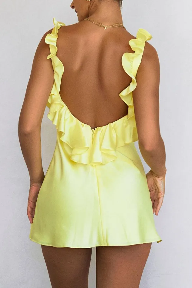 Women Tink Buttercup Satin Ruffle Mini Dress House Of CB Dresses Women Tink Buttercup Satin Ruffle Mini Dress House Of CB Dresses