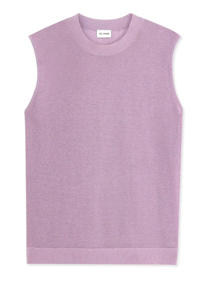 Women Tops and Shells St John Lurex Jersey Knit Shell Amethyst