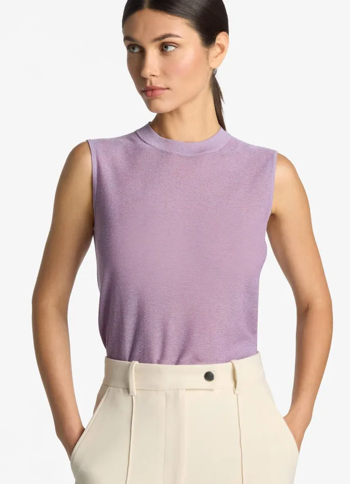 Women Tops and Shells St John Lurex Jersey Knit Shell Amethyst Women Tops and Shells St John Lurex Jersey Knit Shell Amethyst