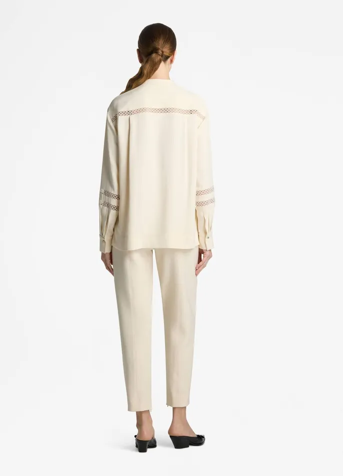 Women Tops and Shells St John Satin Back Crepe Blouse Ecru