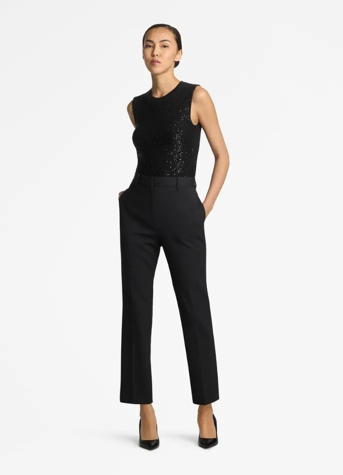 Women Tops and Shells St John Sequin Knit Shell Black Women Tops and Shells St John Sequin Knit Shell Black