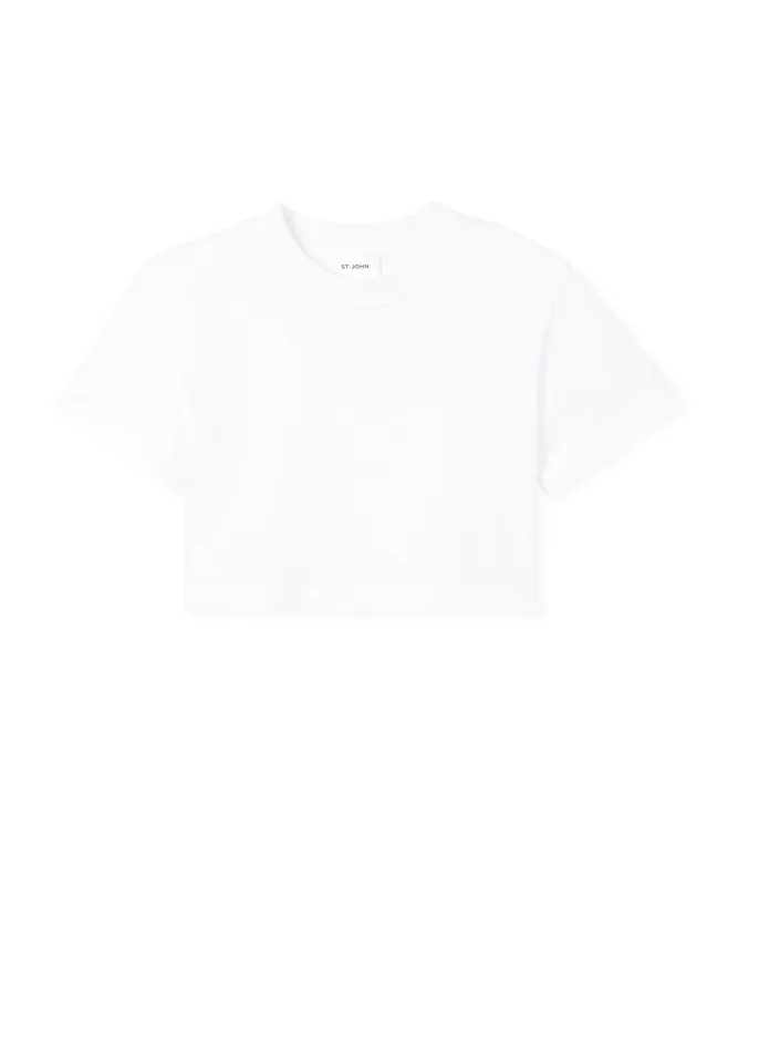 Women Tops and Shells St John Short Sleeve Jersey Cropped Top White