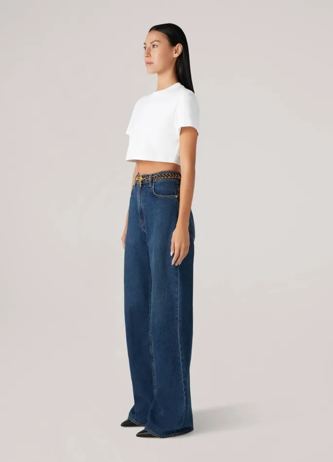 Women Tops and Shells St John Short Sleeve Jersey Cropped Top White Women Tops and Shells St John Short Sleeve Jersey Cropped Top White