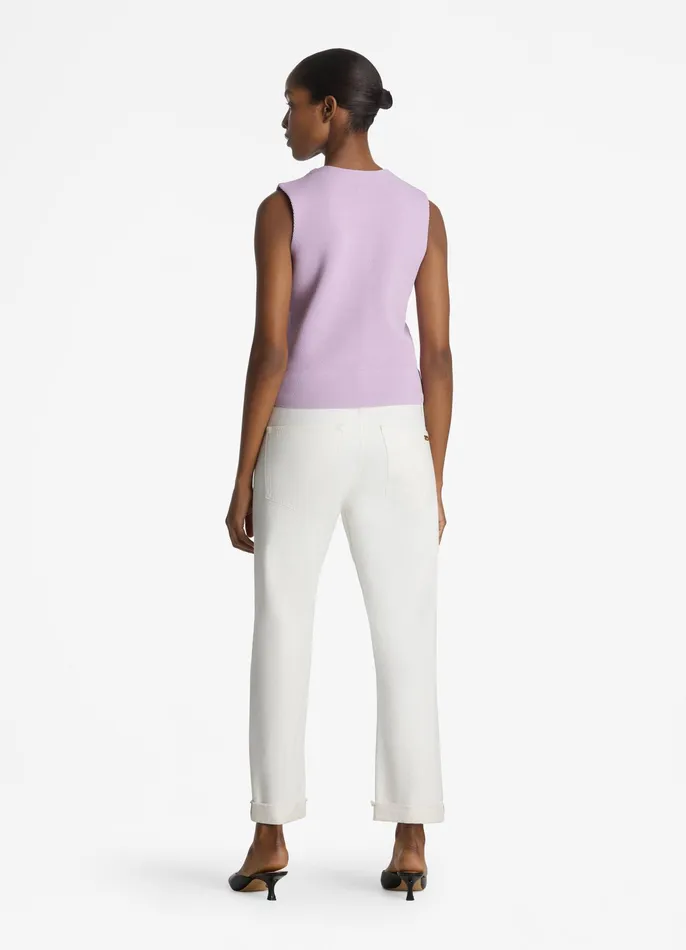 Women Tops and Shells St John Studded Pique Knit Shell Amethyst
