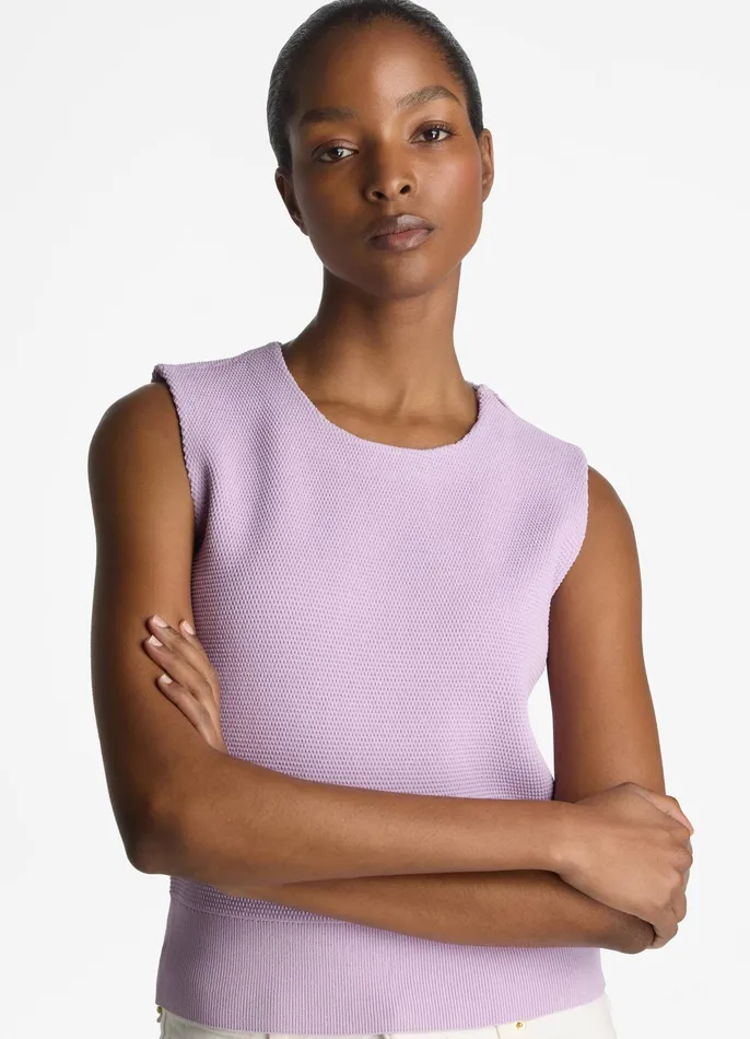 Women Tops and Shells St John Studded Pique Knit Shell Amethyst