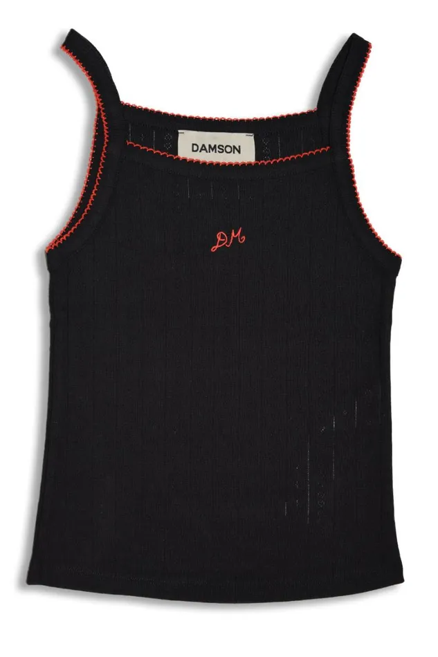 Women Tops Damson Madder Dm Cami Top 8211 Black Pointelle