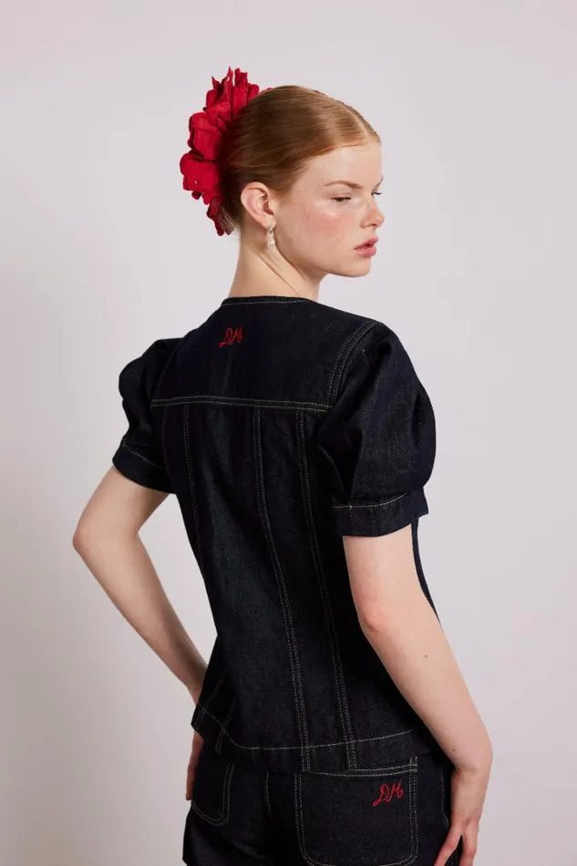 Women Tops Damson Madder Shell Denim Top 8211 Dark Indigo
