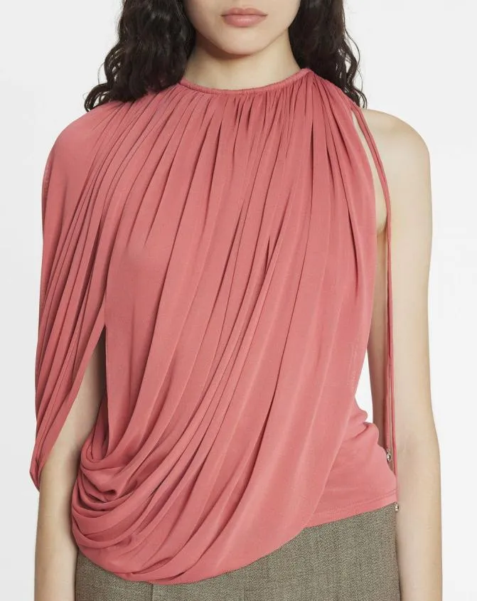 Women Tops Lanvin Draped Jersey Top Litchi Women Tops Lanvin Draped Jersey Top Litchi