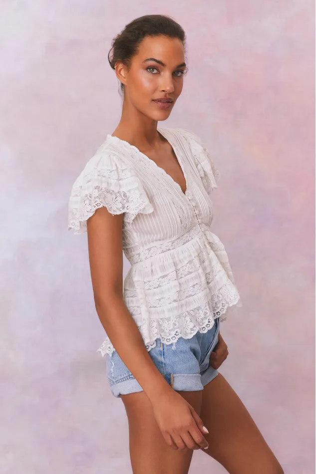 Women Tops LoveShackFancy Quinella Top True White
