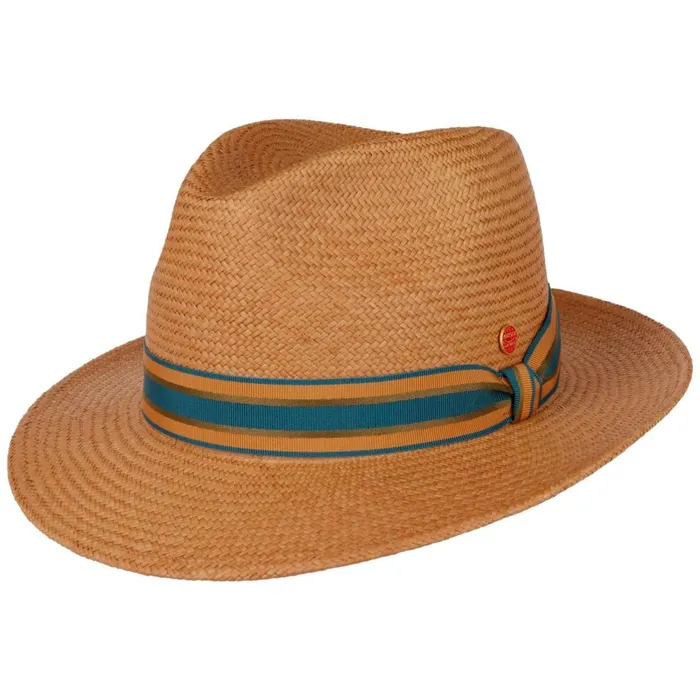 Women Torino Striped Band Panama Hat Camel Mayser Bogart Hats