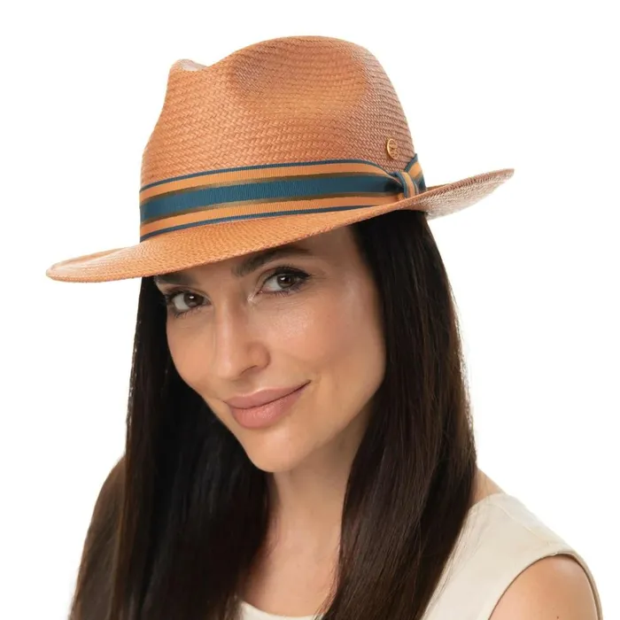 Women Torino Striped Band Panama Hat Camel Mayser Bogart Hats Women Torino Striped Band Panama Hat Camel Mayser Bogart Hats