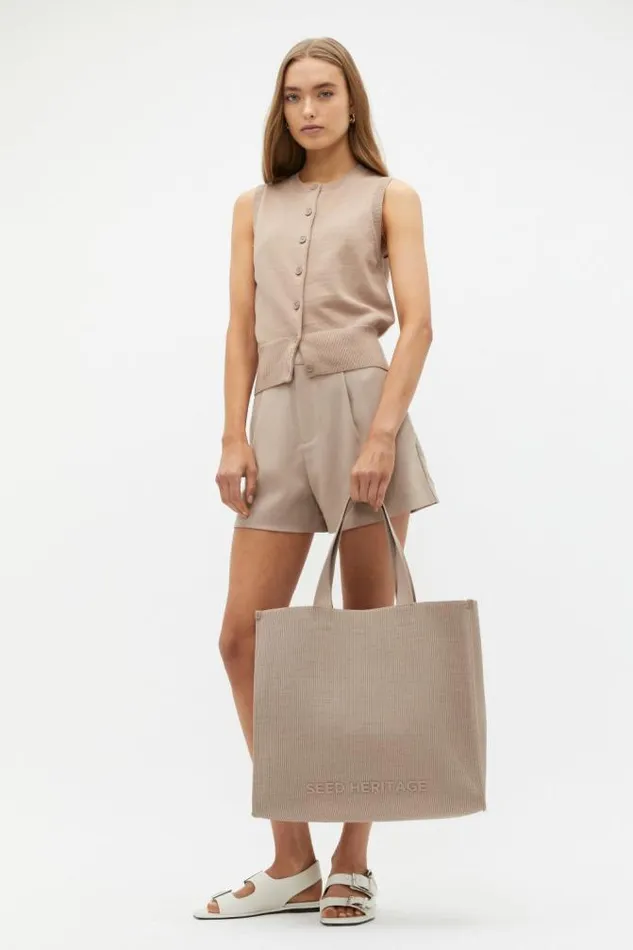 Women Tote Bags Seed Heritage Large Knit Tote Cookie
