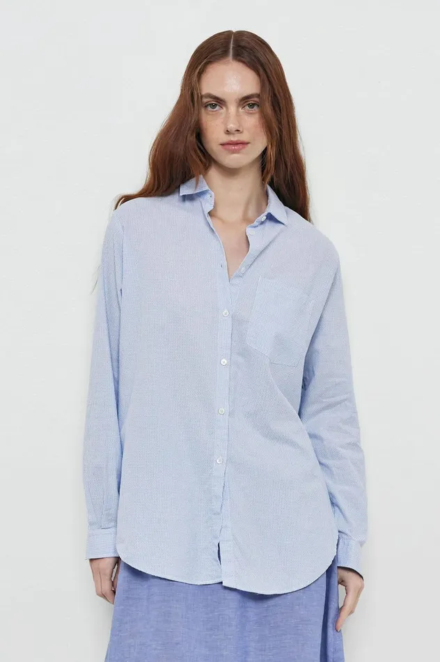 Women UMA 8211 Pure Cotton Shirt 8211 Azzurro Massimo Alba Shirts