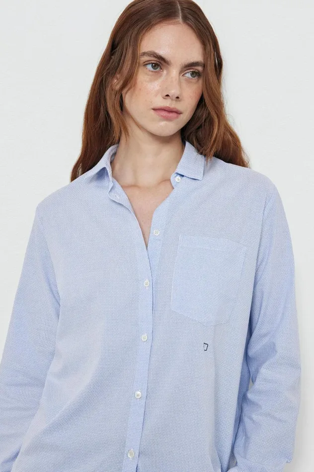 Women UMA 8211 Pure Cotton Shirt 8211 Azzurro Massimo Alba Shirts