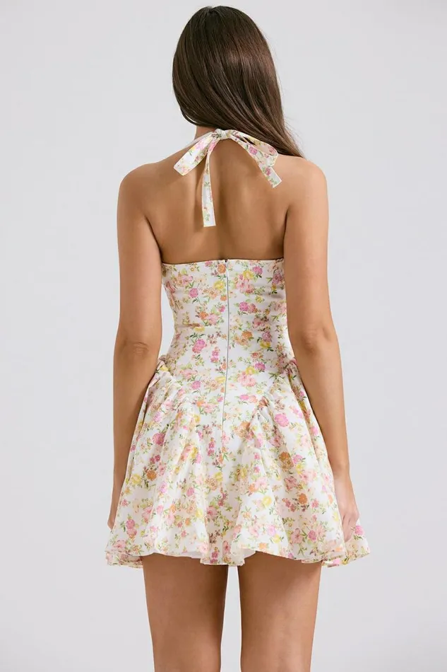 Women Valentia Ivory Meadow Print Cotton Halter Mini Dress House Of CB Dresses Women Valentia Ivory Meadow Print Cotton Halter Mini Dress House Of CB Dresses