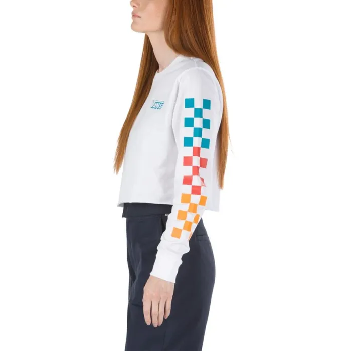 Women Vans Downpour Cropped Long Sleeve Tee White TShirts and Tanks Women Vans Downpour Cropped Long Sleeve Tee White TShirts and Tanks