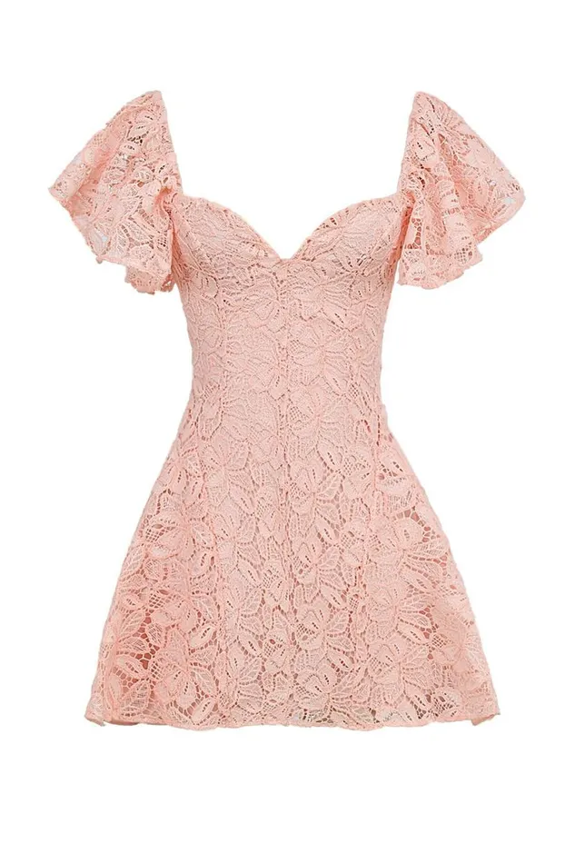 Women Verity Perfectly Pink Floral Lace Mini Dress House Of CB Dresses