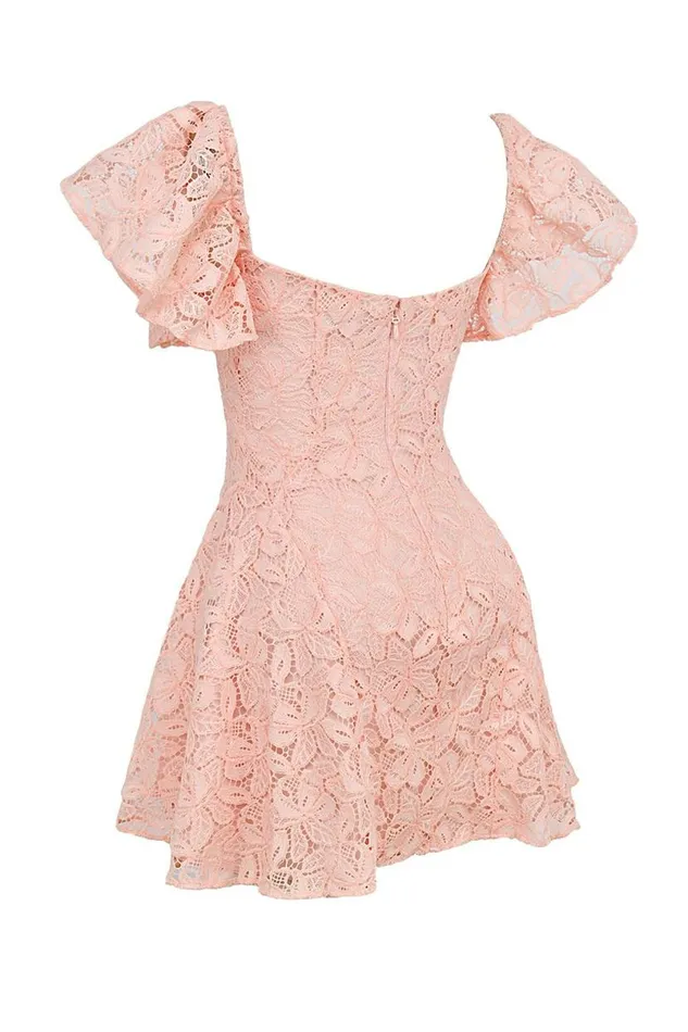 Women Verity Perfectly Pink Floral Lace Mini Dress House Of CB Dresses