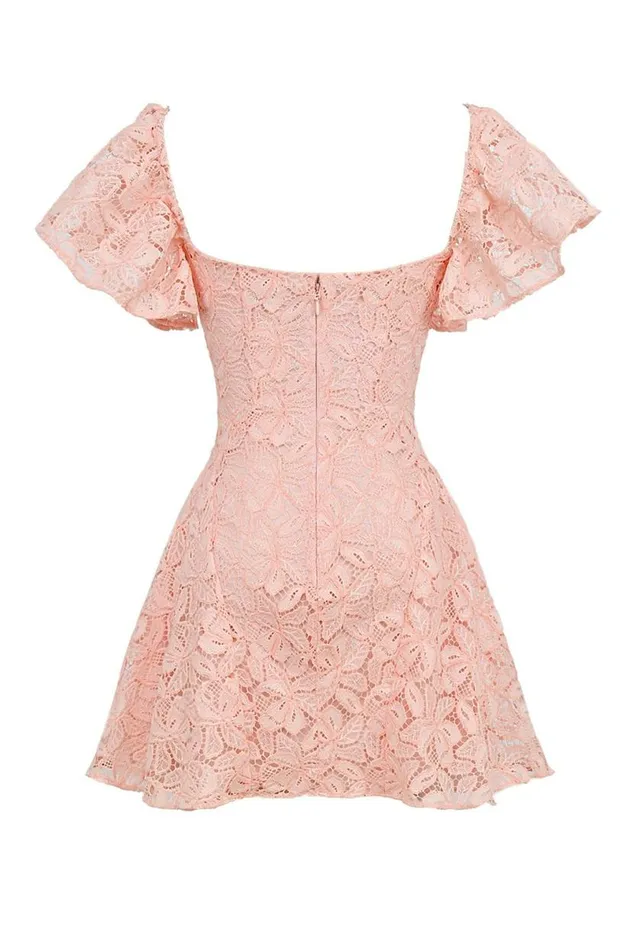 Women Verity Perfectly Pink Floral Lace Mini Dress House Of CB Dresses