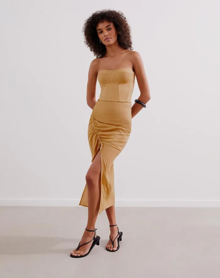 Women ViX Paula Hermanny Bottoms Misa Midi Skirt 8211 Walnut