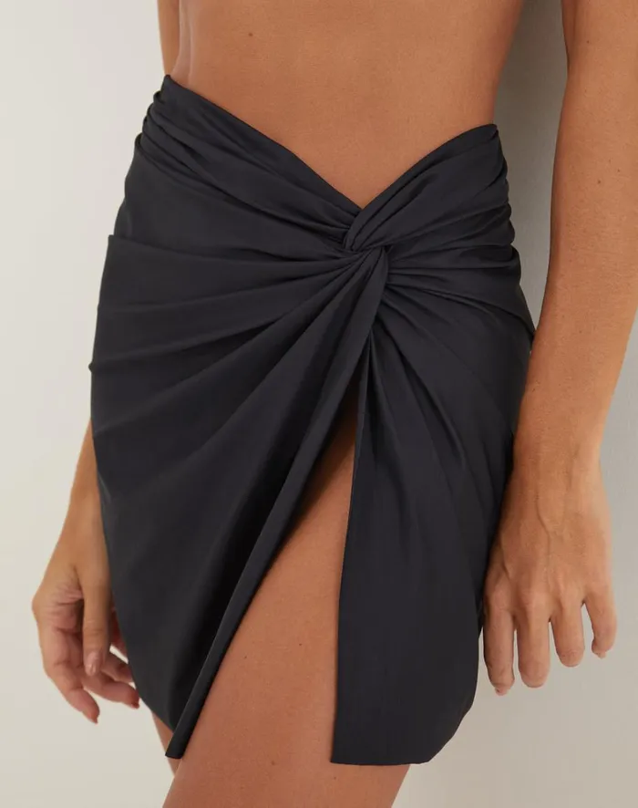 Women ViX Paula Hermanny Cover Ups Karen Mini Pareo Skirt 8211 Black