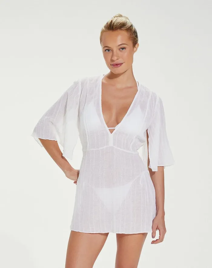 Women ViX Paula Hermanny Cover Ups Malia Short Caftan 8211 White