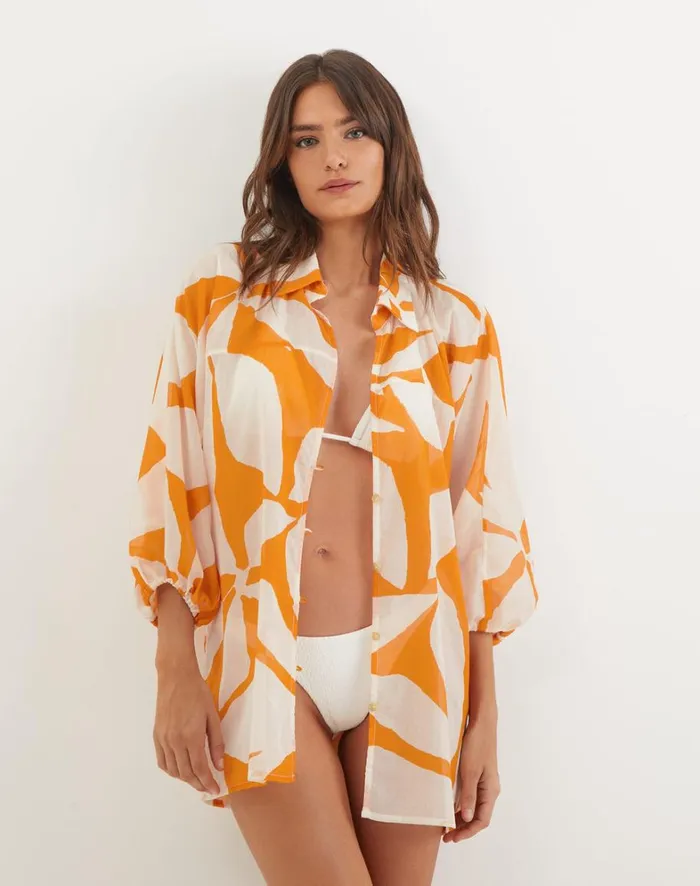 Women ViX Paula Hermanny Cover Ups Moana Short Cover Up 8211 Bossa Sunset