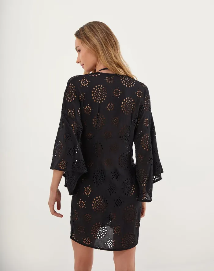 Women ViX Paula Hermanny Cover Ups Perola Knot Short Cover Up 8211 Black