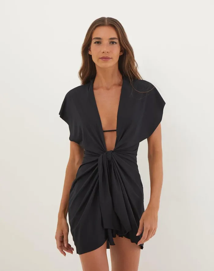 Women ViX Paula Hermanny Cover Ups Sasha Short Cover Up 8211 Black
