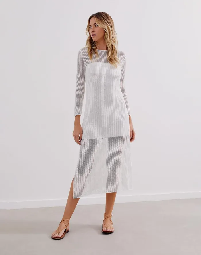 Women ViX Paula Hermanny Dresses Knit Telma Midi Dress 8211 Off White