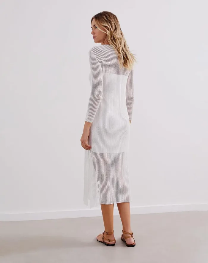 Women ViX Paula Hermanny Dresses Knit Telma Midi Dress 8211 Off White