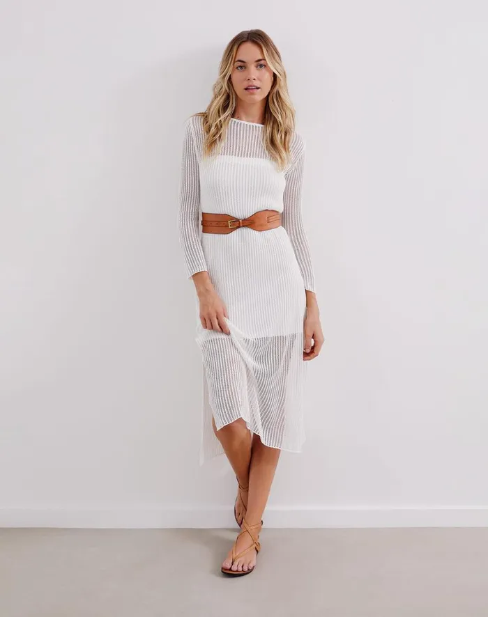 Women ViX Paula Hermanny Dresses Knit Telma Midi Dress 8211 Off White