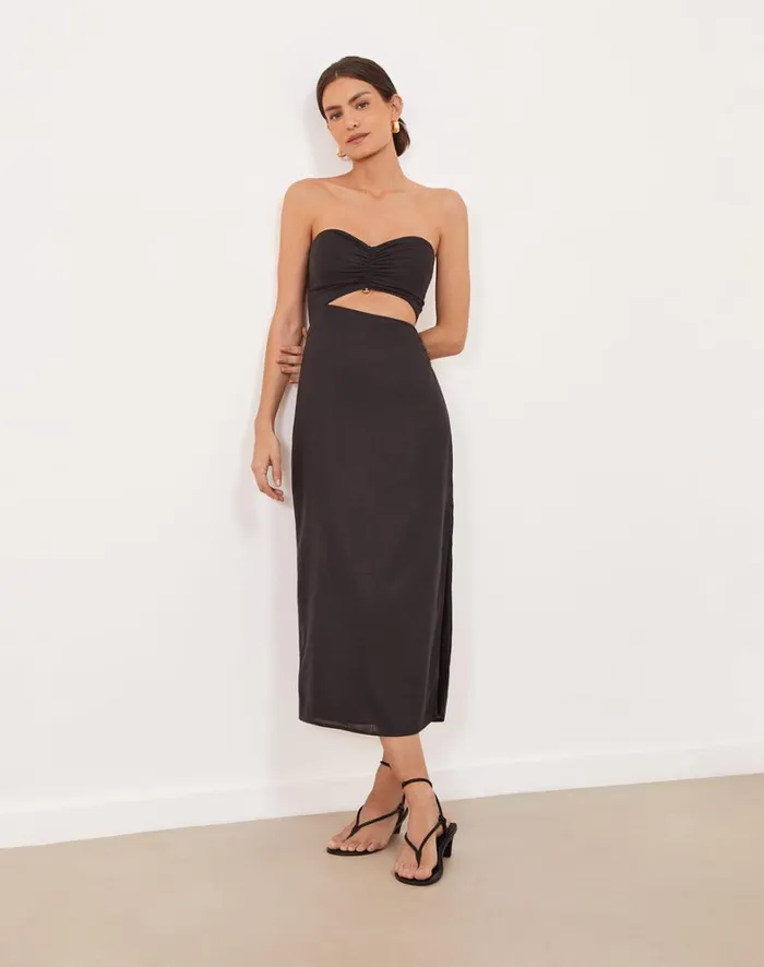Women ViX Paula Hermanny Dresses Sonny Detail Midi Dress 8211 Black